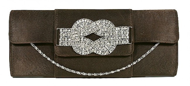 Evening Bag - Satin w/ Rhinestone Accent Charm - BG-90790BR